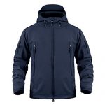 CRYSULLY Man Zipper Warm Coat Softshell Jacket Fleece Lining Hiking Travelling Jacket Coat Navy Blue